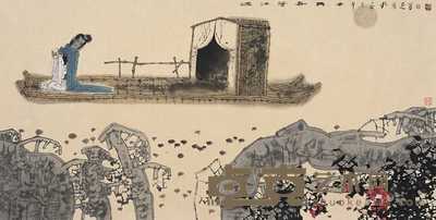 孔维克 2002年作 烁江荡舟图 镜心 70×137cm
